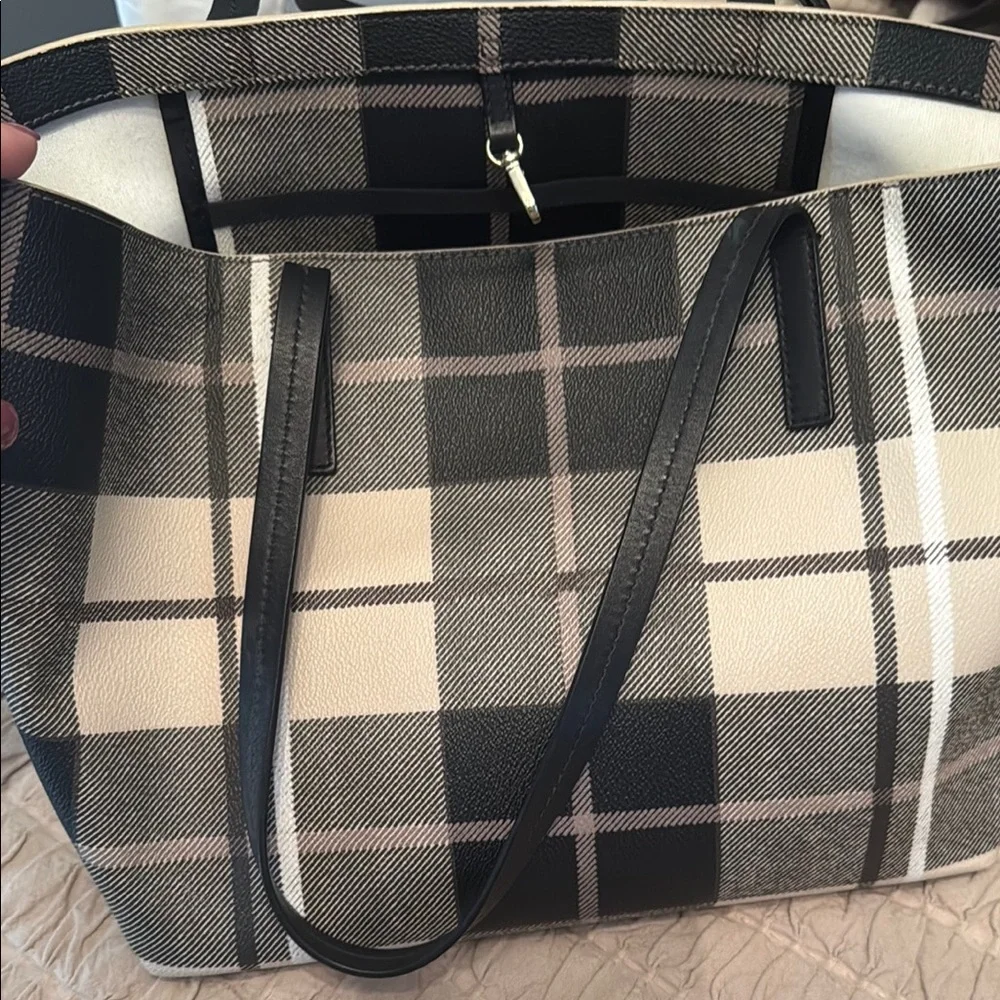 Kate Spade Plaid Tote in Black and Cream with Wallet - Picture 6 of 6